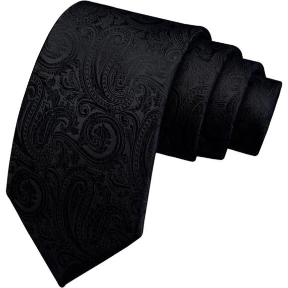 3.15"（8cm） Mens Tie and Lapel Pin Paisley Necktie Hankerchief Cufflinks Set - Picture 3 of 6